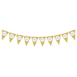 GUIRLANDE FANION JOYEUX ANNIVERSAIRE DOREE 300 CM 