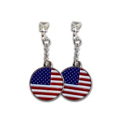 BOUCLE D'OREILLE DRAPEAU USA