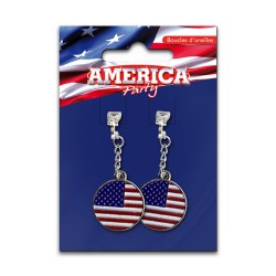 BOUCLE D'OREILLE DRAPEAU USA