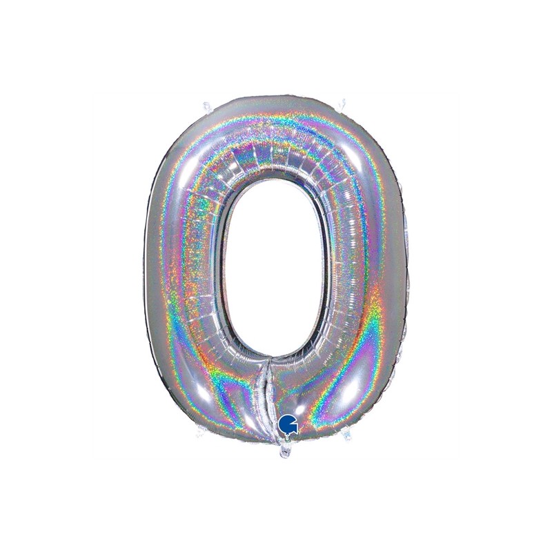 BALLON METALLIQUE CHIFFRE 0 HOLOGRAPHIQUE 66 CM BALLON METALLIQUE CHIFFRE 0 HOLOGRAPHIQUE 66 CM