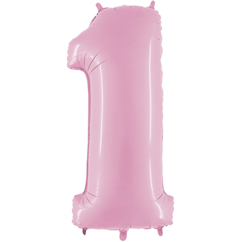 BALLON METALLIQUE CHIFFRE 1 ROSE PASTEL 66 CM BALLON METALLIQUE CHIFFRE 1 ROSE PASTEL 66 CM