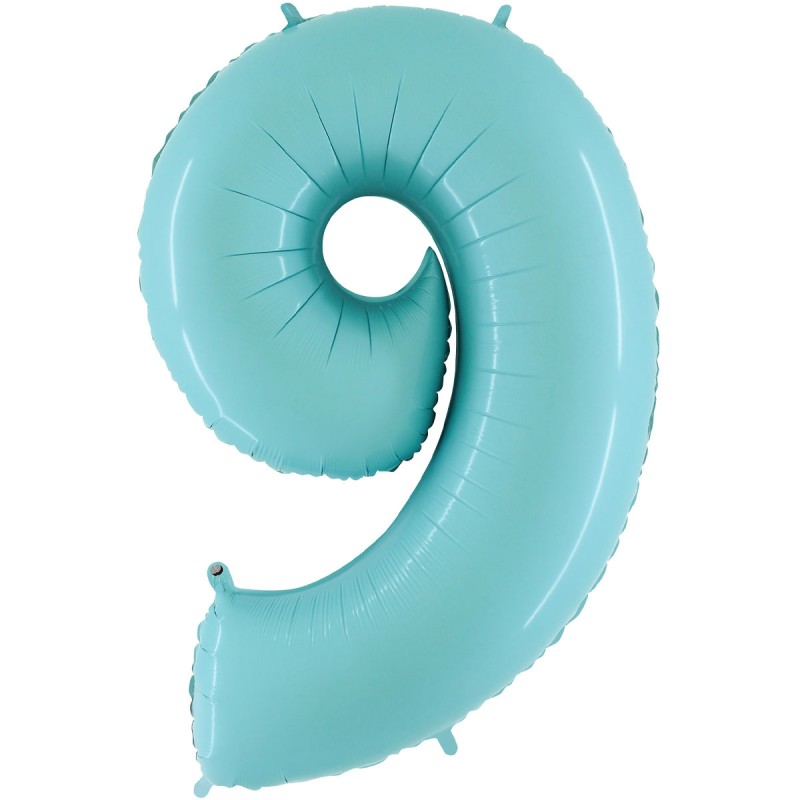 BALLON METALLIQUE CHIFFRE 9 BLEU PASTEL 66 CM BALLON METALLIQUE CHIFFRE 9 BLEU PASTEL 66 CM