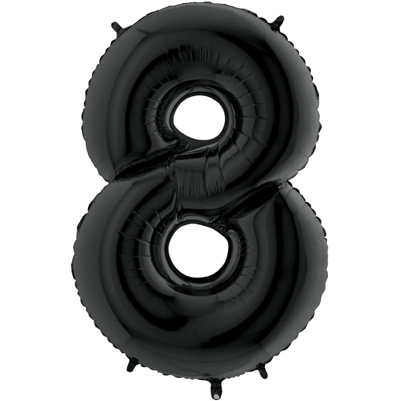 BALLON METALLIQUE CHIFFRE 8 NOIR 66 CM BALLON METALLIQUE CHIFFRE 8 NOIR 66 CM