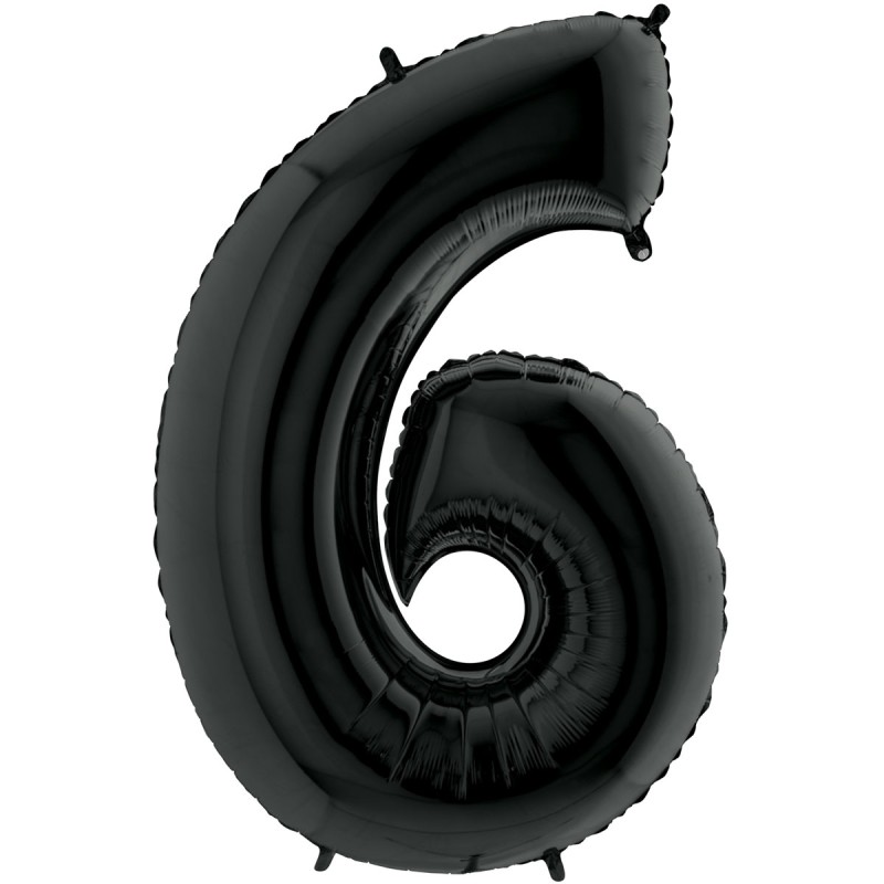 BALLON METALLIQUE CHIFFRE 6 NOIR 66 CM BALLON METALLIQUE CHIFFRE 6 NOIR 66 CM