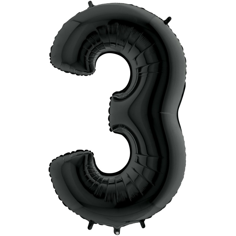 BALLON METALLIQUE CHIFFRE 3 NOIR 66 CM BALLON METALLIQUE CHIFFRE 3 NOIR 66 CM