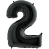 BALLON METALLIQUE CHIFFRE 2 NOIR 66 CM