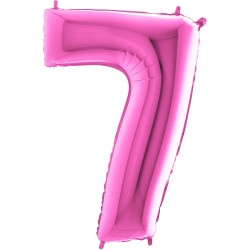 BALLON METALLIQUE CHIFFRE 7 ROSE FUSHIA 66 CM