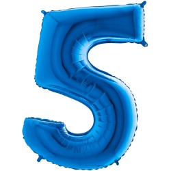 BALLON METALLIQUE CHIFFRE 5 BLEU 66 CM