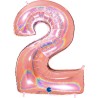 BALLON METALLIQUE CHIFFRE 2 ROSE GOLD HOLOGRAPHIQUE 102CM
