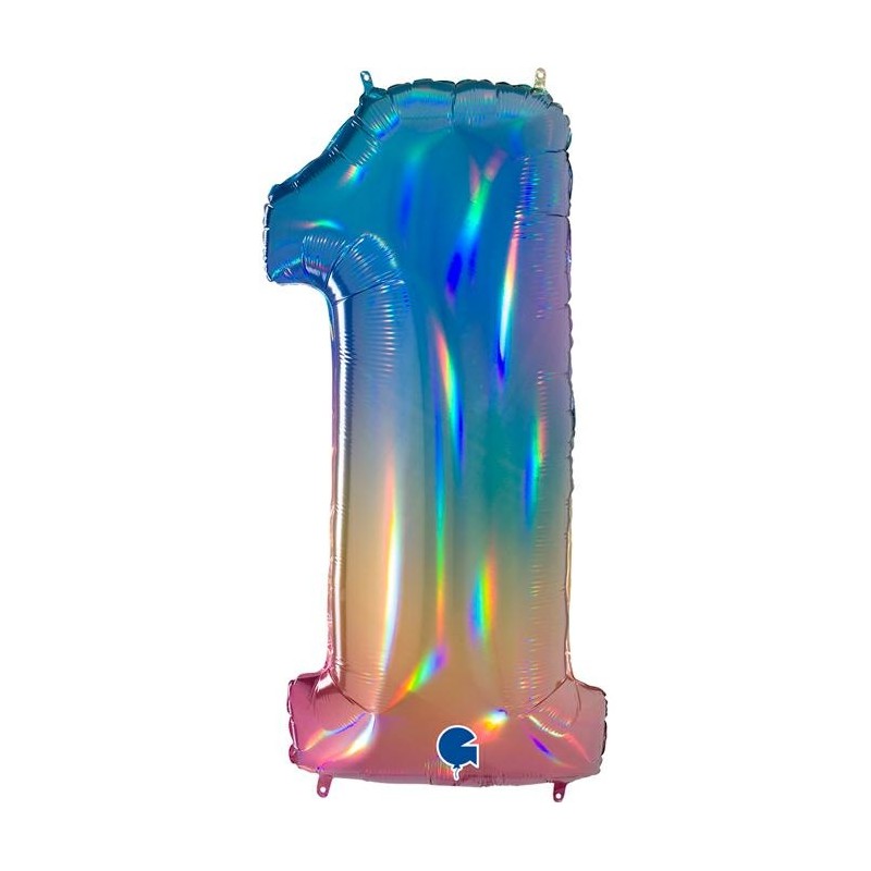 BALLON METALLIQUE CHIFFRE 1 HOLOGRAPHIQUE MULTICOLORE RAINBOW 102 CM BALLON METALLIQUE CHIFFRE 1 HOLOGRAPHIQUE MULTICOLORE RAINBOW 102 CM
