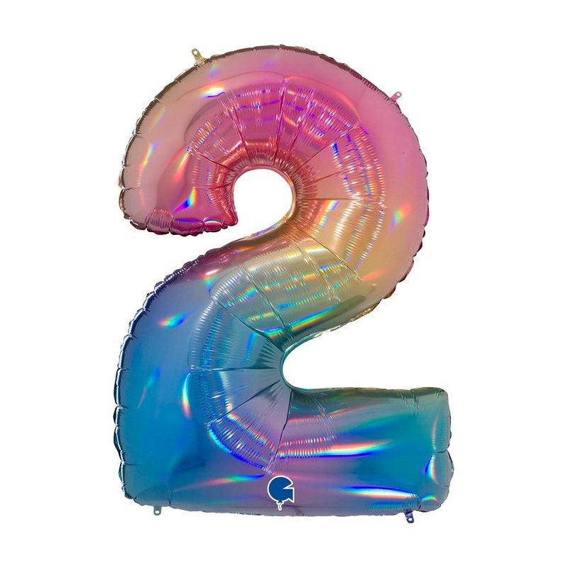 BALLON METALLIQUE CHIFFRE 2 HOLOGRAPHIQUE MULTICOLORE RAINBOW 102 CM BALLON METALLIQUE CHIFFRE 2 HOLOGRAPHIQUE MULTICOLORE RAINBOW 102 CM