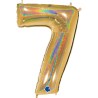 BALLON METALLIQUE CHIFFRE 7 OR HOLOGRAPHIQUE GLITTER 102 CM