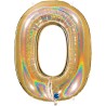 BALLON METALLIQUE CHIFFRE 0 OR HOLOGRAPHIQUE GLITTER 102 CM