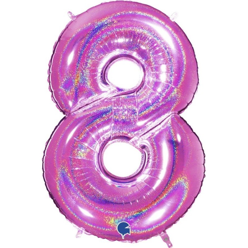 BALLON METALLIQUE CHIFFRE 8 HOLOGRAPHIQUE GLITTER FUSHIA 102 CM BALLON METALLIQUE CHIFFRE 8 HOLOGRAPHIQUE GLITTER FUSHIA 102 CM