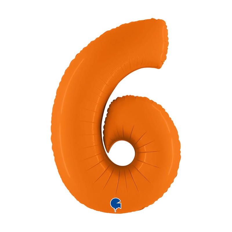 BALLON METALLIQUE CHIFFRE 6 ORANGE MAT 102 CM 