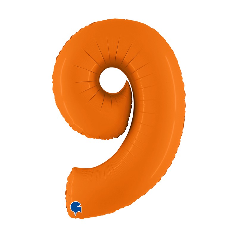 BALLON METALLIQUE CHIFFRE 9 ORANGE MAT 102 CM 