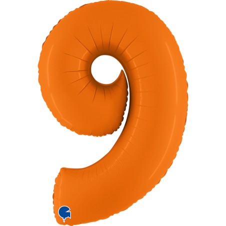 BALLON METALLIQUE CHIFFRE 9 ORANGE MAT 102 CM 