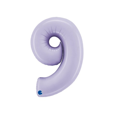 BALLON METALLIQUE CHIFFRE 9 102CM LILAS