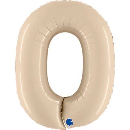 BALLON METALLIQUE CHIFFRE 0 CREME SATIN 102 CM 