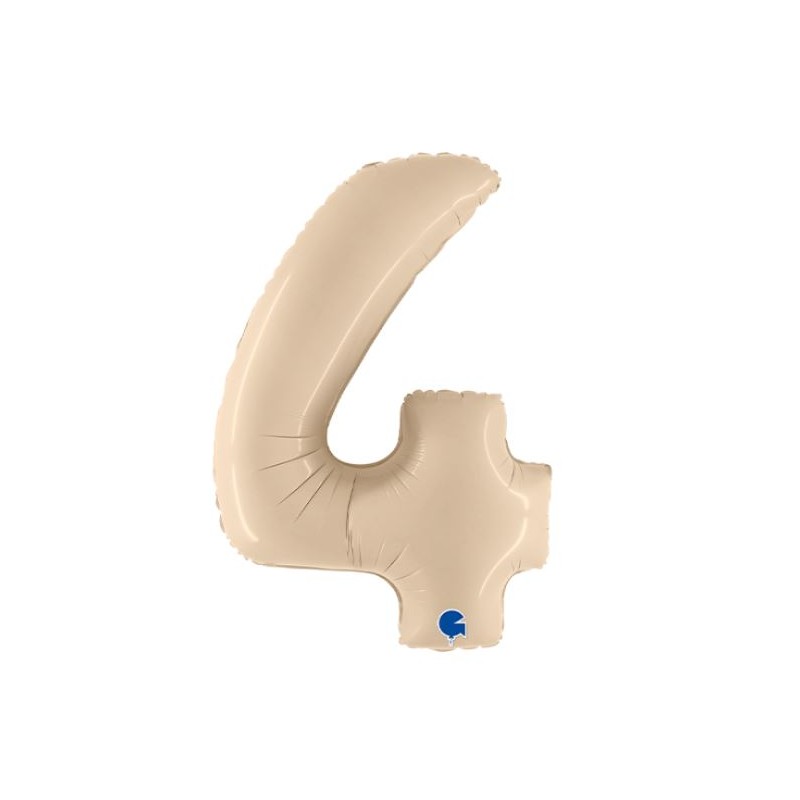 BALLON METALLIQUE CHIFFRE 4 CREME SATIN 102 CM 