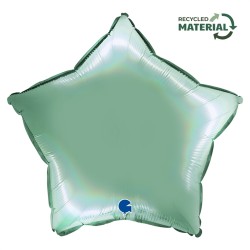 BALLON METALLIQUE ETOILE 46 CM RAINBOW HOLOGRAPHIC PLATINIUM TIFFANY