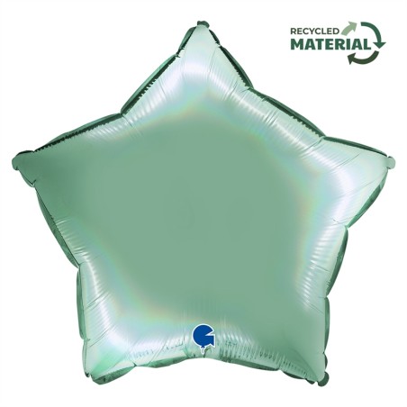 BALLON METALLIQUE ETOILE 46 CM RAINBOW HOLOGRAPHIC PLATINIUM TIFFANY