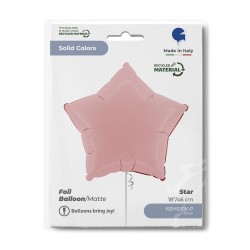 BALLON METALLIQUE ETOILE 46 CM MATTE PINK OU ROSE SATIN