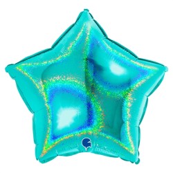 BALLON METALLIQUE ETOILE 46 CM HOLOGRAPHIC GLITTER TIFFANY