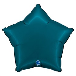 BALLON METALLIQUE ETOILE 46 CM SATIN PASTEL PETROL BLUE OU BLEU CANARD