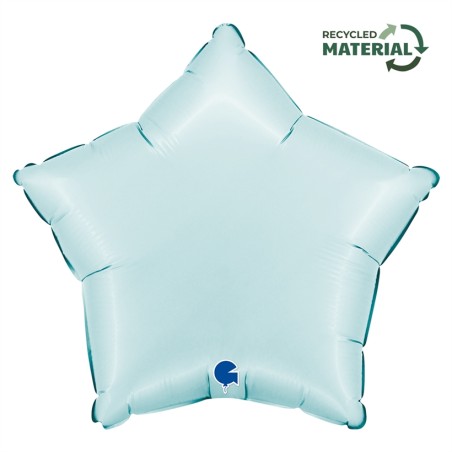 BALLON METALLIQUE ETOILE 46 CM SATIN PASTEL BLUE OU BLEU CIEL