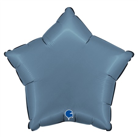 BALLON METALLIQUE ETOILE 46 CM SATIN BLUE JEANS OU BLEU JEANS
