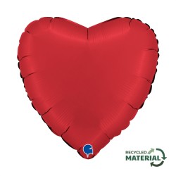 BALLON METALLIQUE COEUR 46 CM SATIN RUBIN RED OU ROUGE SANG