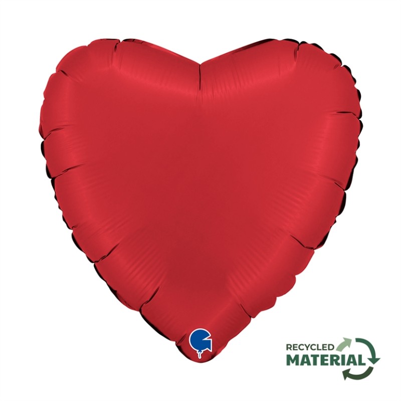 BALLON METALLIQUE COEUR 46 CM SATIN RUBIN RED OU ROUGE SANG