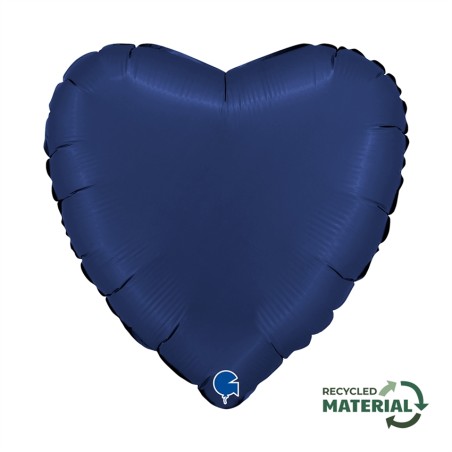 BALLON METALLIQUE COEUR 46 CM SATIN BLUE NAVY OU BLEU NUIT