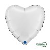 BALLON METALLIQUE COEUR 46 CM SATIN WHITE OU BLANC