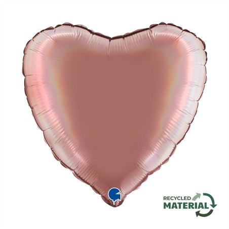BALLON METALLIQUE COEUR 46 CM HOLOGRAPHIC PLATINIUM ROSE