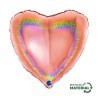 BALLON METALLIQUE COEUR 46 CM HOLOGRAPHIC GLITTER ROSE GOLD