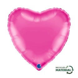 BALLON METALLIQUE COEUR 46 CM FUXIA OU ROSE FUCHSIA