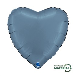 BALLON METALLIQUE COEUR 46 CM SATIN BLUE JEANS OU BLEU JEANS