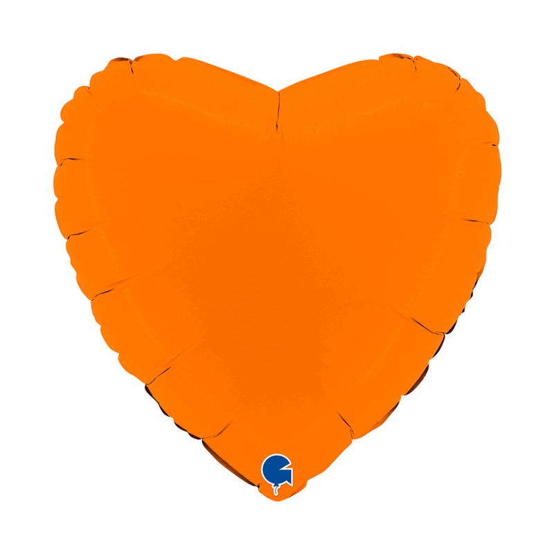 BALLON METALLIQUE COEUR 46 CM MATTE ORANGE
