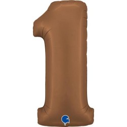 BALLON METALLIQUE CHIFFRE 1 102CM CHOCOLAT OU MARRON