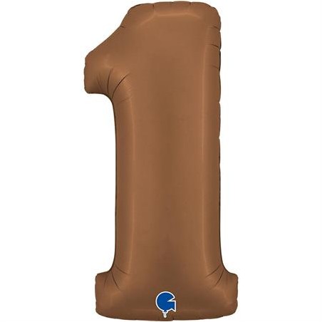 BALLON METALLIQUE CHIFFRE 1 102CM CHOCOLAT OU MARRON
