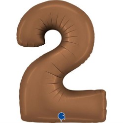 BALLON METALLIQUE CHIFFRE 2 102CM CHOCOLAT OU MARRON