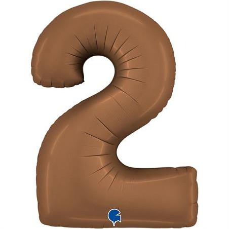 BALLON METALLIQUE CHIFFRE 2 102CM CHOCOLAT OU MARRON