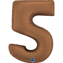 BALLON METALLIQUE CHIFFRE 5 102CM CHOCOLAT OU MARRON