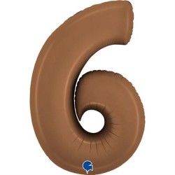 BALLON METALLIQUE CHIFFRE 6 102CM CHOCOLAT OU MARRON