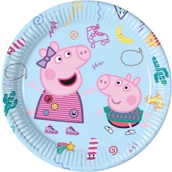 8 ASSIETTES EN CARTON BIODEGRADABLE  PEPPA PIG 23 CM 