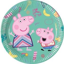 8 ASSIETTES EN CARTON BIODEGRADABLE PEPPA PIG 20 CM 