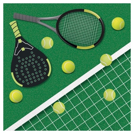 20 SERVIETTES EN PAPIER THEME TENNIS ET PADEL 33 X 33 CM