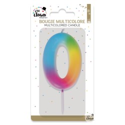 BOUGIE MULTICOLORE CHIFFRE 0